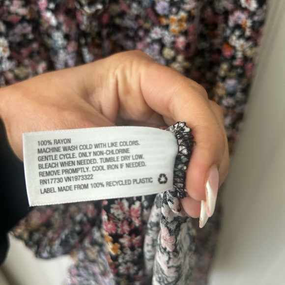 Wild Fable XS Rayon Black Floral Midi Dress - Picture 4 of 6